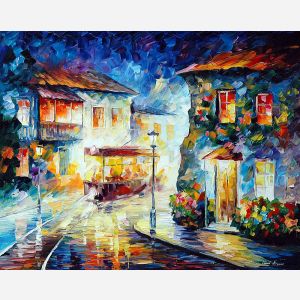 alley by the lake, alley by the lake Leonid Afremov, Leonid Afremov alley by the lake